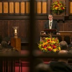 Tufts President Anthony P. Monaco offers introductory remarks at the University Chaplain's office Dr. Martin Luther King Jr. Day Community Celebration at Goddard Chapel on Jan. 22, 2015. Tufts President Anthony P. Monaco offers introductory remarks at the University Chaplain's office Dr. Martin Luther King Jr. Day Community Celebration at Goddard Chapel on Jan. 22, 2015.