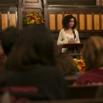 Corrinne Smith-Winterscheidt , A18, recites a quotation and reflection from Dr. Martin Luther King Jr. at the University Chaplain's office Dr. Martin Luther King Jr. Day Community Celebration at Goddard Chapel on Jan. 22, 2015. Corrinne Smith-Winterscheidt , A18, recites a quotation and reflection from Dr. Martin Luther King Jr. at the University Chaplain's office Dr. Martin Luther King Jr. Day Community Celebration at Goddard Chapel on Jan. 22, 2015.