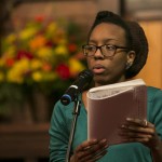 Antonia George, A17, performs a spoken word response at the University Chaplain's office Dr. Martin Luther King Jr. Day Community Celebration at Goddard Chapel on Jan. 22, 2015. Antonia George, A17, performs a spoken word response at the University Chaplain's office Dr. Martin Luther King Jr. Day Community Celebration at Goddard Chapel on Jan. 22, 2015.