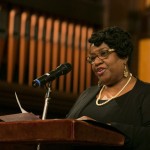 Africana Center program coordinator Denise Phillips offers remarks at the University Chaplain's office Dr. Martin Luther King Jr. Day Community Celebration at Goddard Chapel on Jan. 22, 2015. Africana Center program coordinator Denise Phillips offers remarks at the University Chaplain's office Dr. Martin Luther King Jr. Day Community Celebration at Goddard Chapel on Jan. 22, 2015.