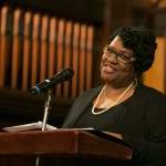 Africana Center program coordinator Denise Phillips offers remarks at the University Chaplain's office Dr. Martin Luther King Jr. Day Community Celebration at Goddard Chapel on Jan. 22, 2015. Africana Center program coordinator Denise Phillips offers remarks at the University Chaplain's office Dr. Martin Luther King Jr. Day Community Celebration at Goddard Chapel on Jan. 22, 2015.